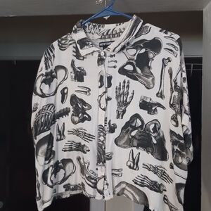 Hottopic Skeleton Print Button-Up Shirt